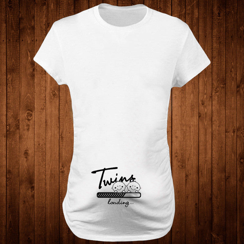 Women T-Shirts Slim Maternity Funny Letter Tops O-Neck Pregnancy Women 🇨🇳