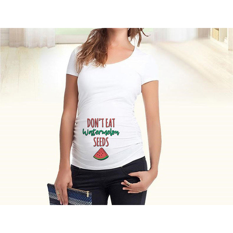 Women T-Shirts Slim Maternity Funny Letter Tops O-Neck Pregnancy Women 🇨🇳