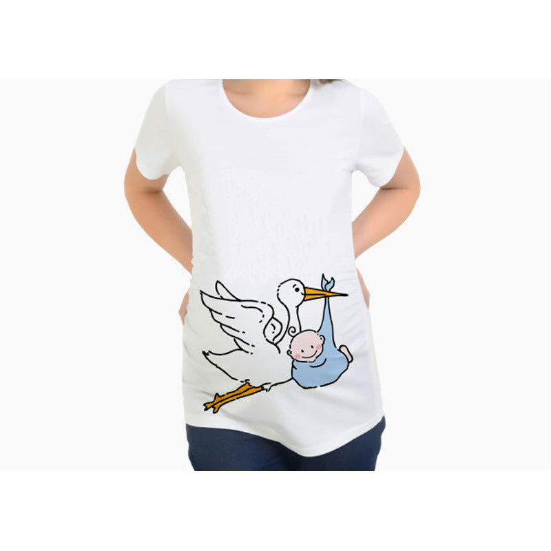 Women T-Shirts Slim Maternity Funny Letter Tops O-Neck Pregnancy Women 🇨🇳