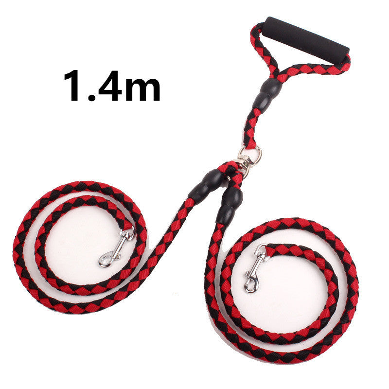 Double-Ended Traction Rope For Walking The Dog Hand-Double-Ended Traction Rope One Plus Two Leash Collar Pet Supplies Dog Collar 🇨🇳