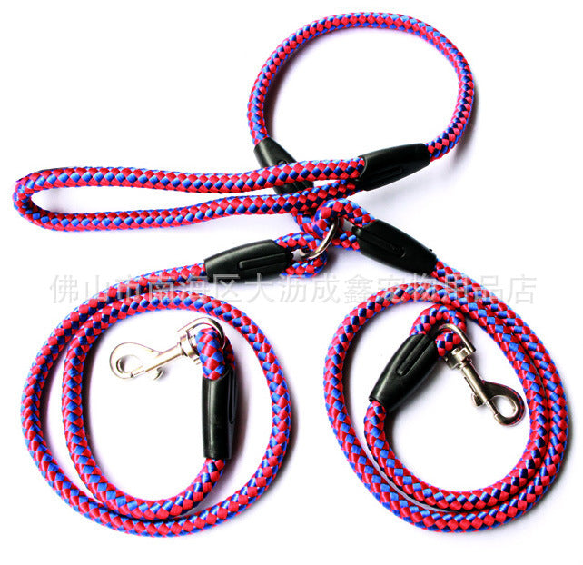 Double-Ended Traction Rope For Walking The Dog Hand-Double-Ended Traction Rope One Plus Two Leash Collar Pet Supplies Dog Collar 🇨🇳