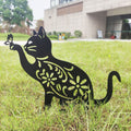 Metal Paint Decoration Creative Garden Iron Art Landscape Decoration Garden Plug-In Hollow Cat Decoration 🇨🇳