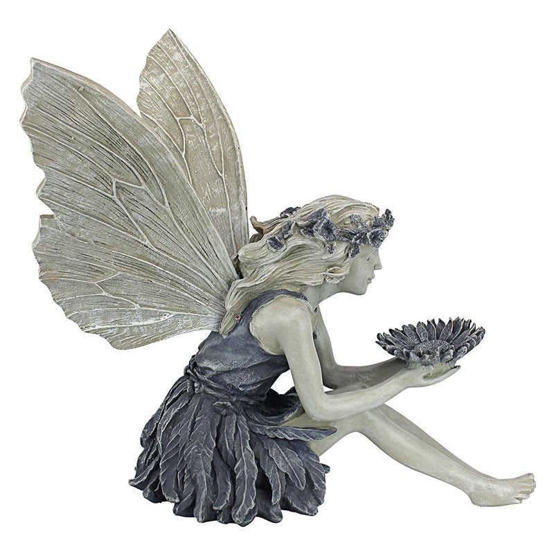 Fairy Sitting Garden Statue Ornament Decoration Resin Crafts Decor Accessories Home Landscaping Backyard Lawn Decoration 🇨🇳