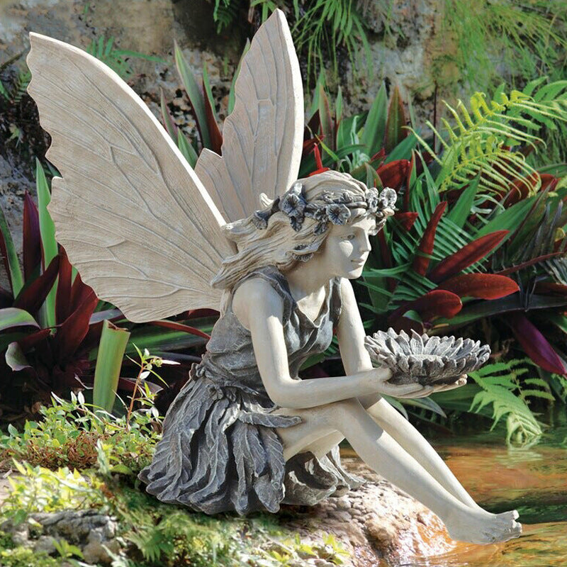 Fairy Sitting Garden Statue Ornament Decoration Resin Crafts Decor Accessories Home Landscaping Backyard Lawn Decoration 🇨🇳