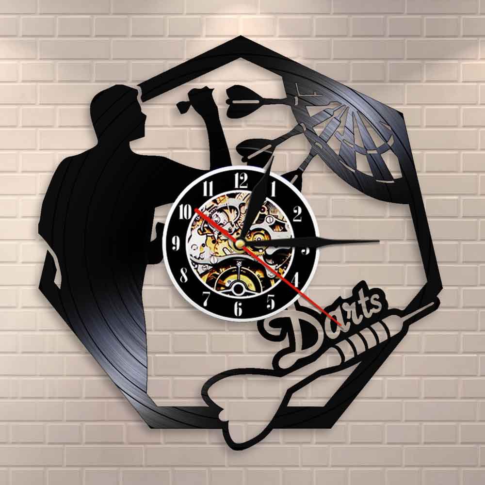 Wall Art Vinyl Clock Nightclub Bar Darts Game Record Wall Clock Modern 🇨🇳