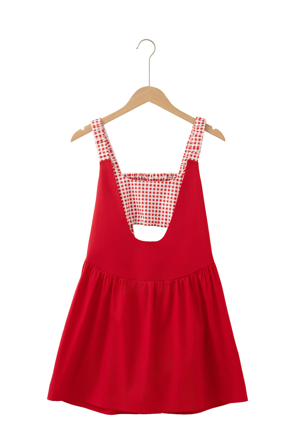 Yellow Cream Faux Two Piece Gingham Contrast Patchwork Loose Mini Dress 🇺🇸