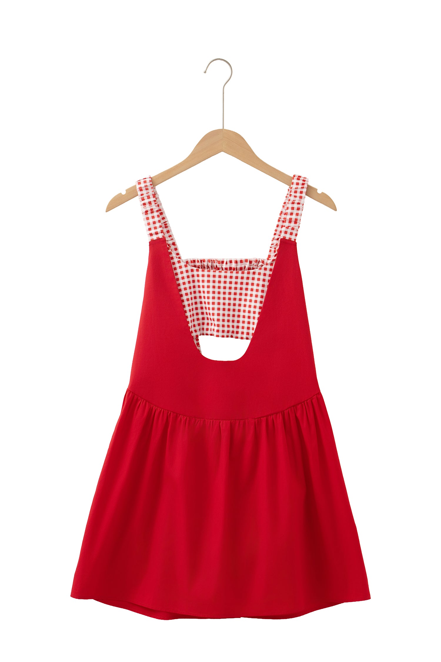 Yellow Cream Faux Two Piece Gingham Contrast Patchwork Loose Mini Dress 🇺🇸