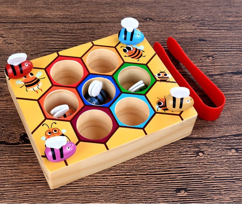Montessori Educational Industrious Little Bees Kids Wooden Toys for Children Interactive Beehive Game Board Funny Toy Gift 🇨🇳
