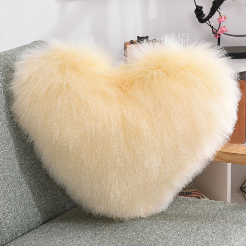 Throw Pillows Heart Shape Long Plush Fluffy Shaggy Cushion Cover 🇨🇳