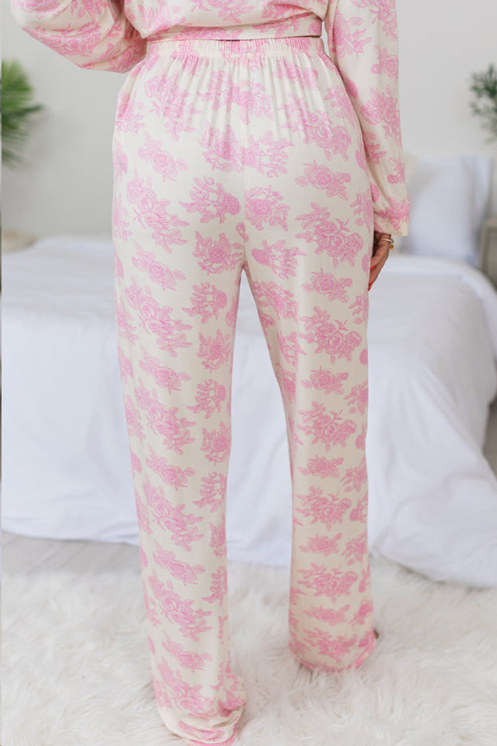 Pink Floral Long Sleeve and Pants Pajamas Set 🇺🇸