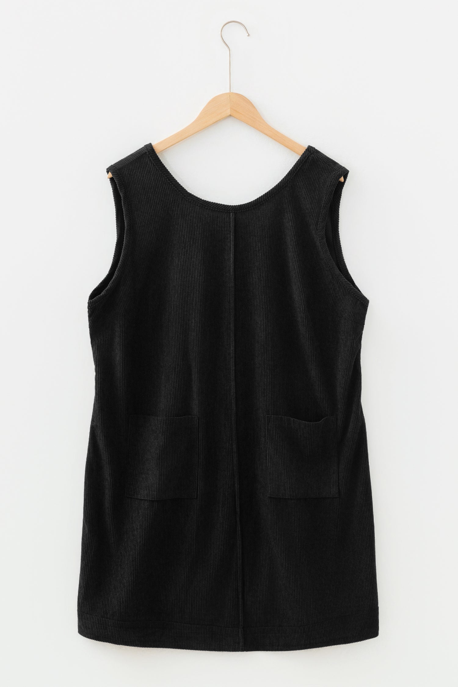 Black Plus Size Corduroy Patch Pocket Sleeveless Mini Dress 🇺🇸