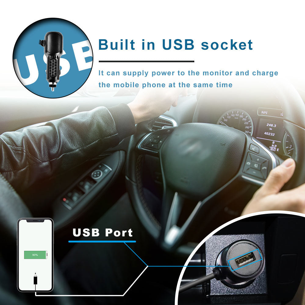 12-24V Folding Screen For Baby Monitoring Images In Car With Cigarette Lighter Power Cord  Night Vision Eight-lamp Camera 🇨🇳