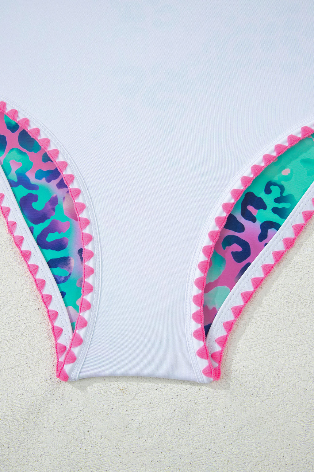 Pink Leopard Ricrac Trim Square Neck High Waist Bikini 🇺🇸