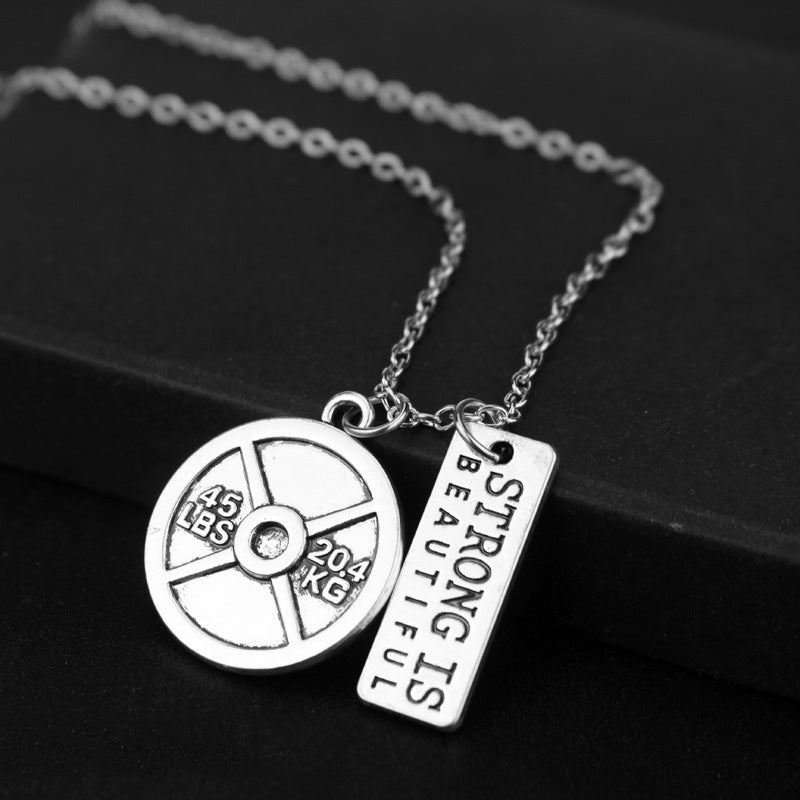 Fitness exercise weightlifting dumbbell necklace 🇨🇳
