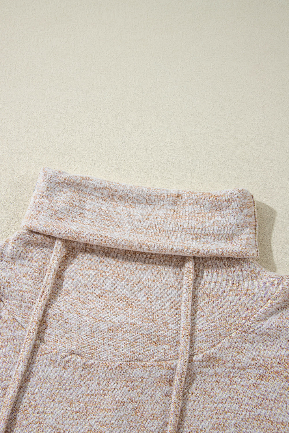 Apricot Drawstring Cowl High Neck Long Sleeve Split Top 🇺🇸