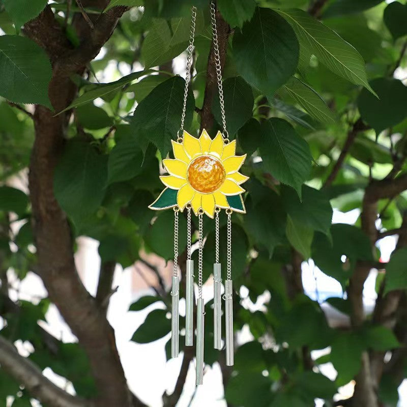 Sunflower Wind Chimes Pendant Metal Sunflower Sunflower Wall Decorations Art Pendant Indoor Wind Chimes 🇨🇳