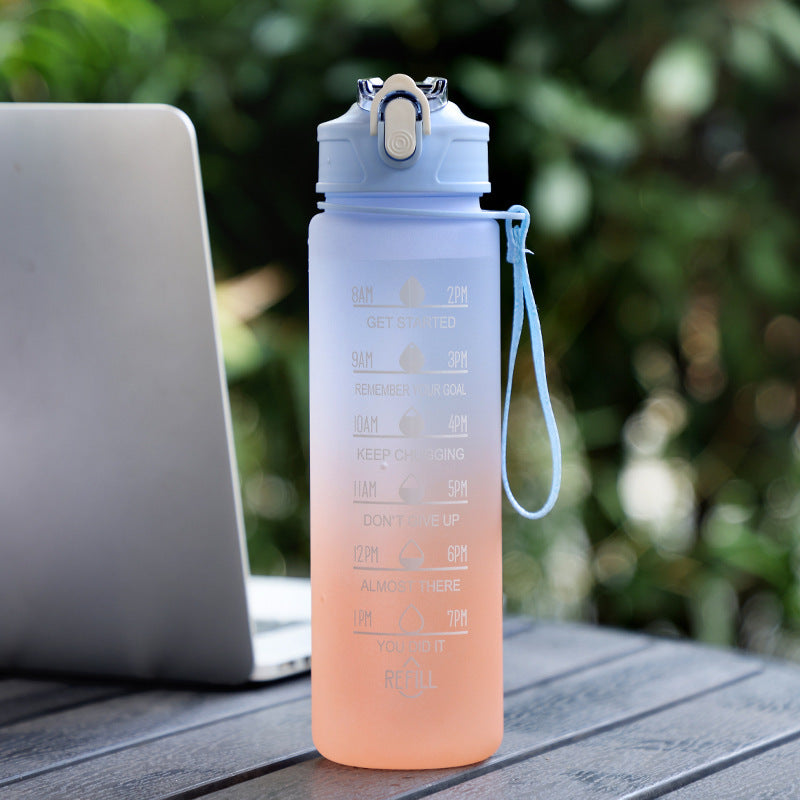 Large Capacity Sports Plastic Scale Water Bottle Portable Sports Bottle Portable Drinking Cup With Straw 🇨🇳