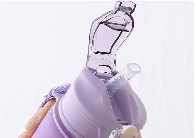 Large Capacity Sports Plastic Scale Water Bottle Portable Sports Bottle Portable Drinking Cup With Straw 🇨🇳