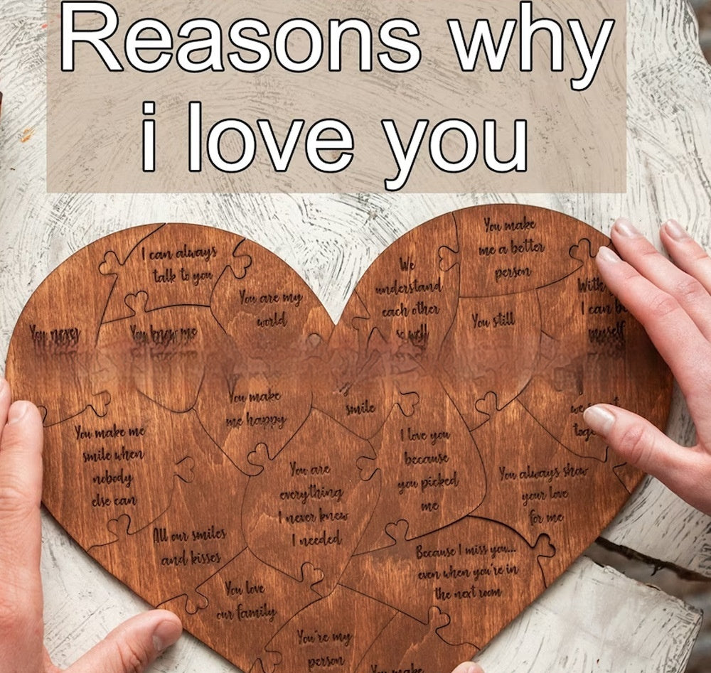 Reasons Why I Love You Wooden Heart Puzzle Romantic Love Jigsaw Puzzle Wedding Anniversary For Wife Husband Birthday Gifts🇨🇳