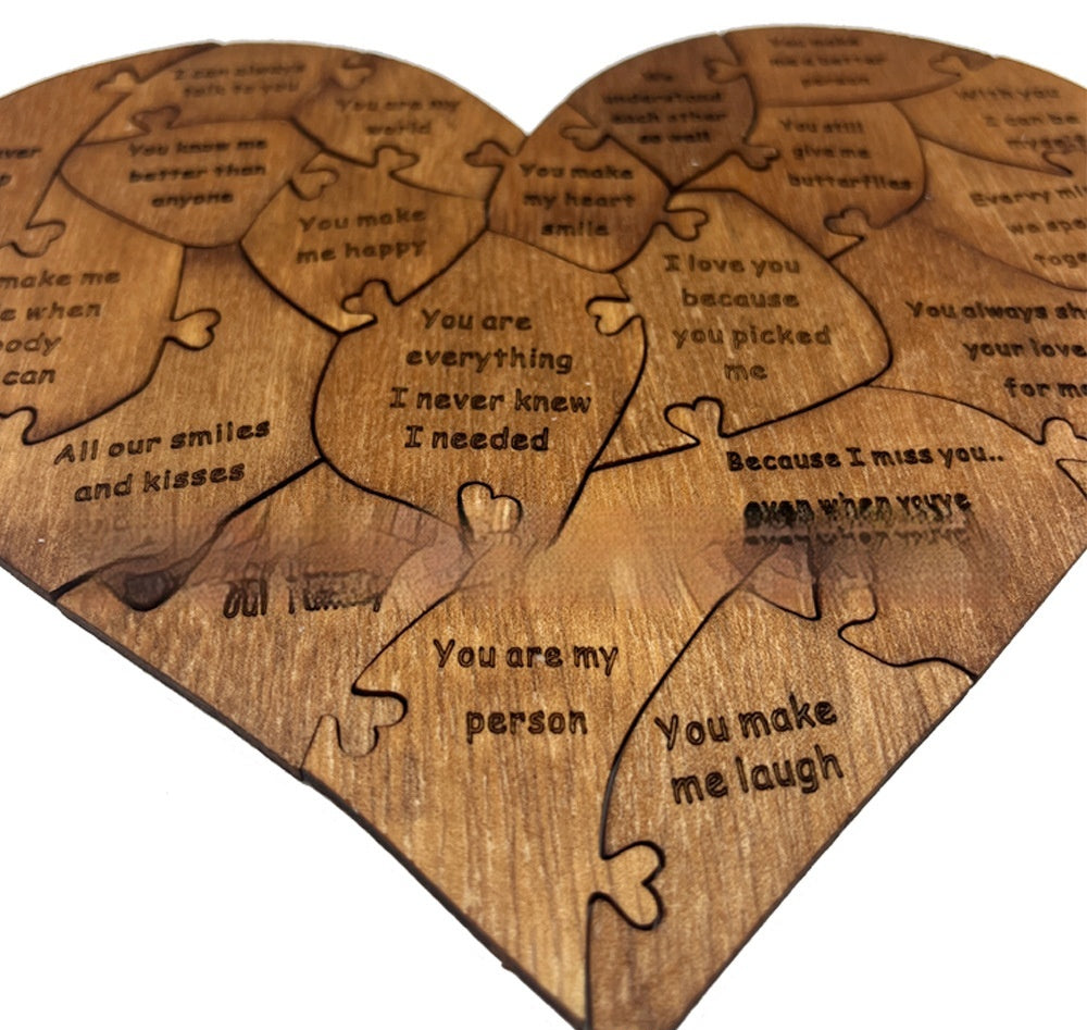 Reasons Why I Love You Wooden Heart Puzzle Romantic Love Jigsaw Puzzle Wedding Anniversary For Wife Husband Birthday Gifts🇨🇳