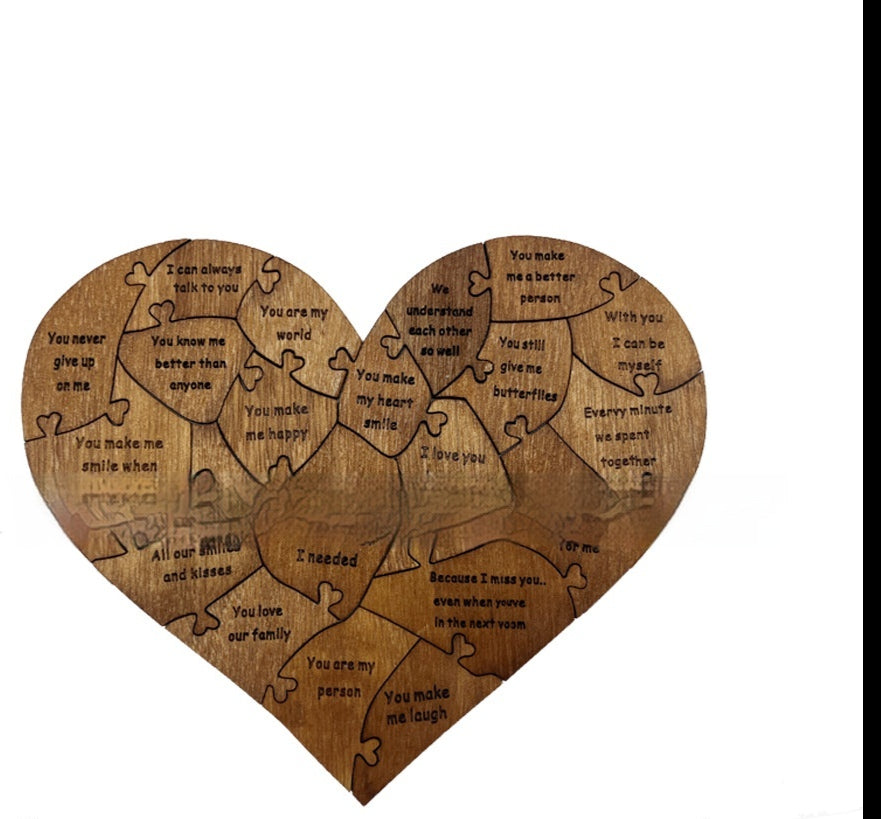Reasons Why I Love You Wooden Heart Puzzle Romantic Love Jigsaw Puzzle Wedding Anniversary For Wife Husband Birthday Gifts🇨🇳