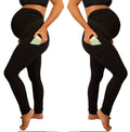 pure color panel long and high waist side pocket Maternity Pants 🇨🇳