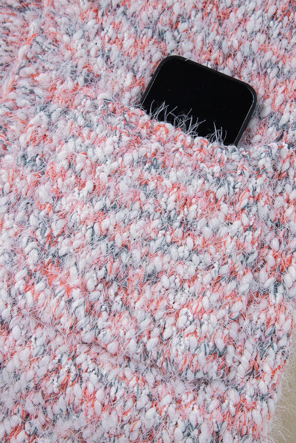 Pink Multicolor Confetti Open Front Knit Cardigan 🇨🇳