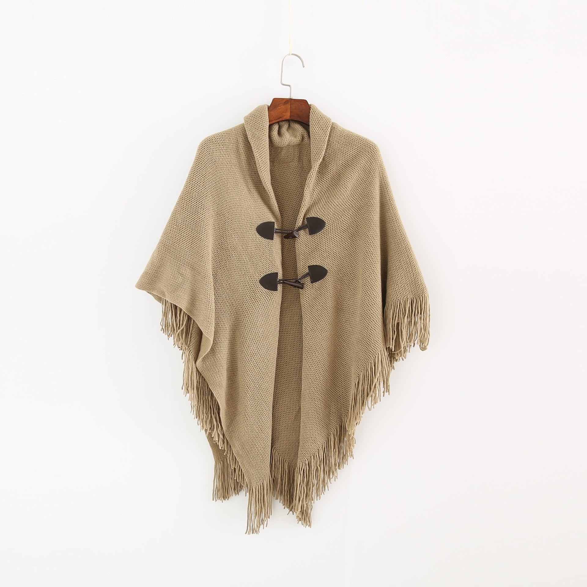 Winter Loose Kimono Cardigan Women Long Sleeveless Hat Poncho Solid Color Magic Shawl Knitted Sweater 🇨🇳