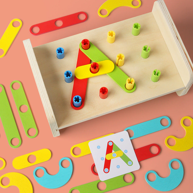 2-in-1 pile driving platform puzzle color certification matching fun and creative versatile set of column puzzle toys 🇨🇳