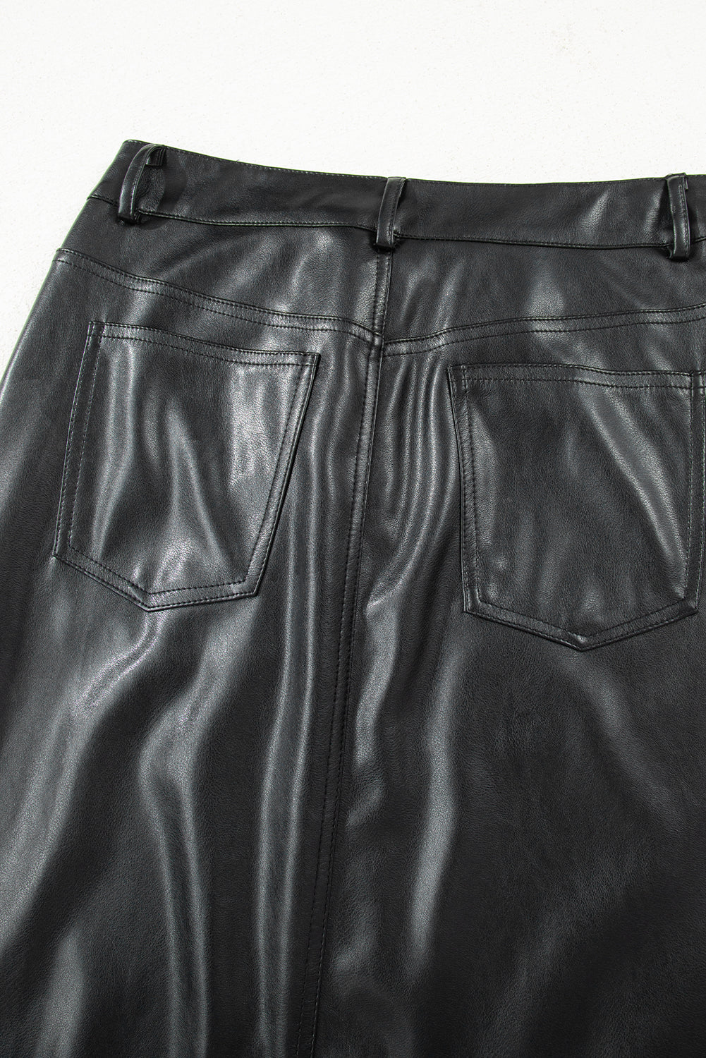 Black Faux Leather Side Slit Maxi Skirt 🇺🇸