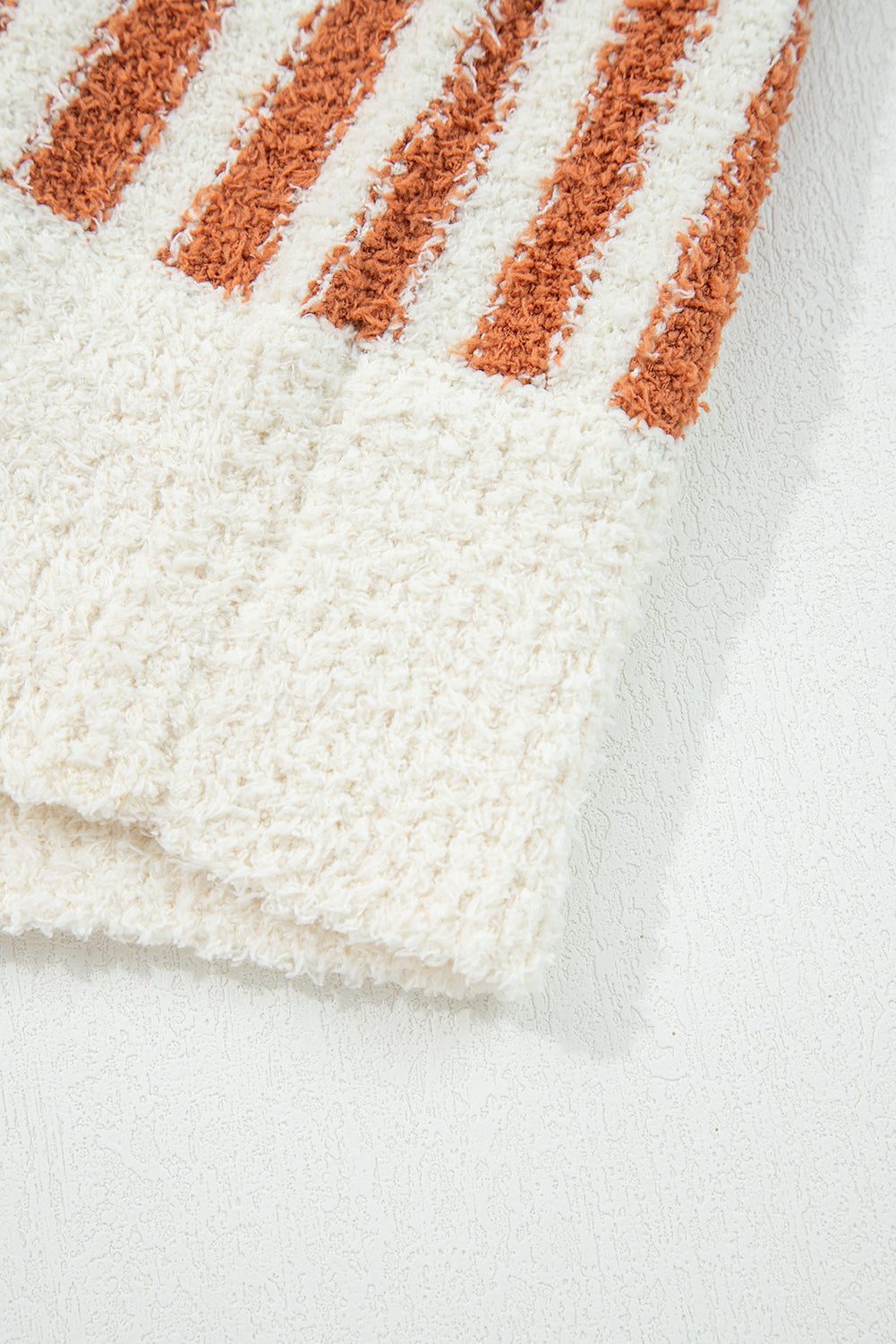 Orange Stripe Cowl Neck Drop Shoulder Sweater 🇺🇸