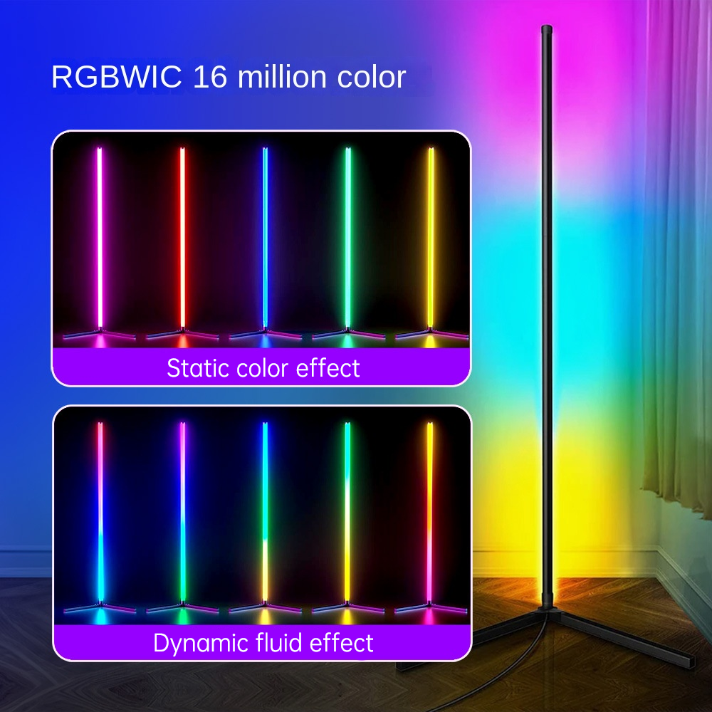 Ambient Floor Lamp RGBIC Corner Light Three-Section Spliced Bluetooth LED Modern Minimalist Table Lamp Voice-Activated Light 🇨🇳