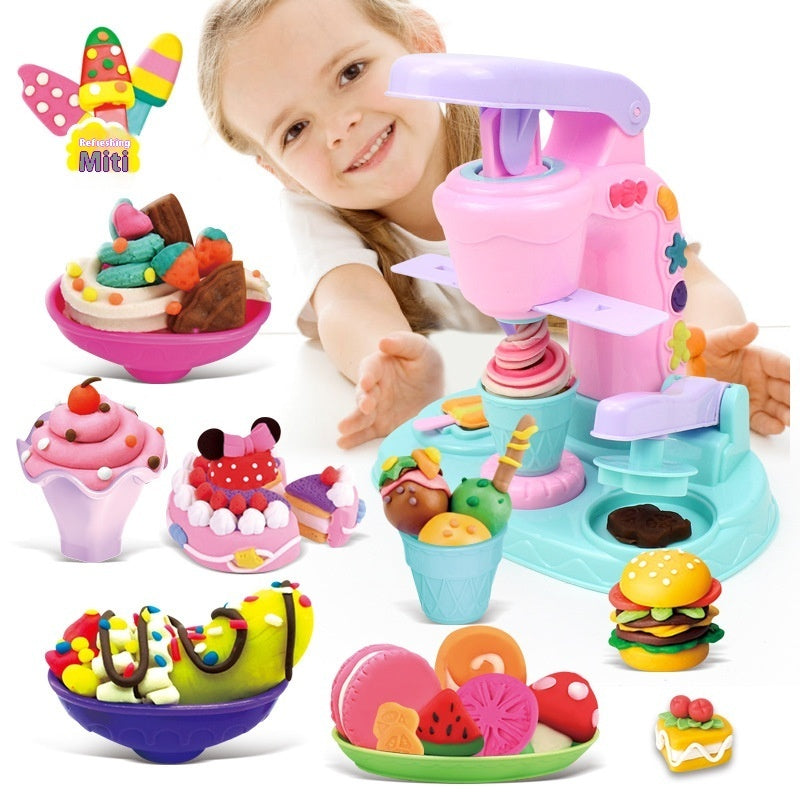 Fun Colored Clay Ice Cream Machine Children's Making Mold Suit Educational Toys 🇨🇳
