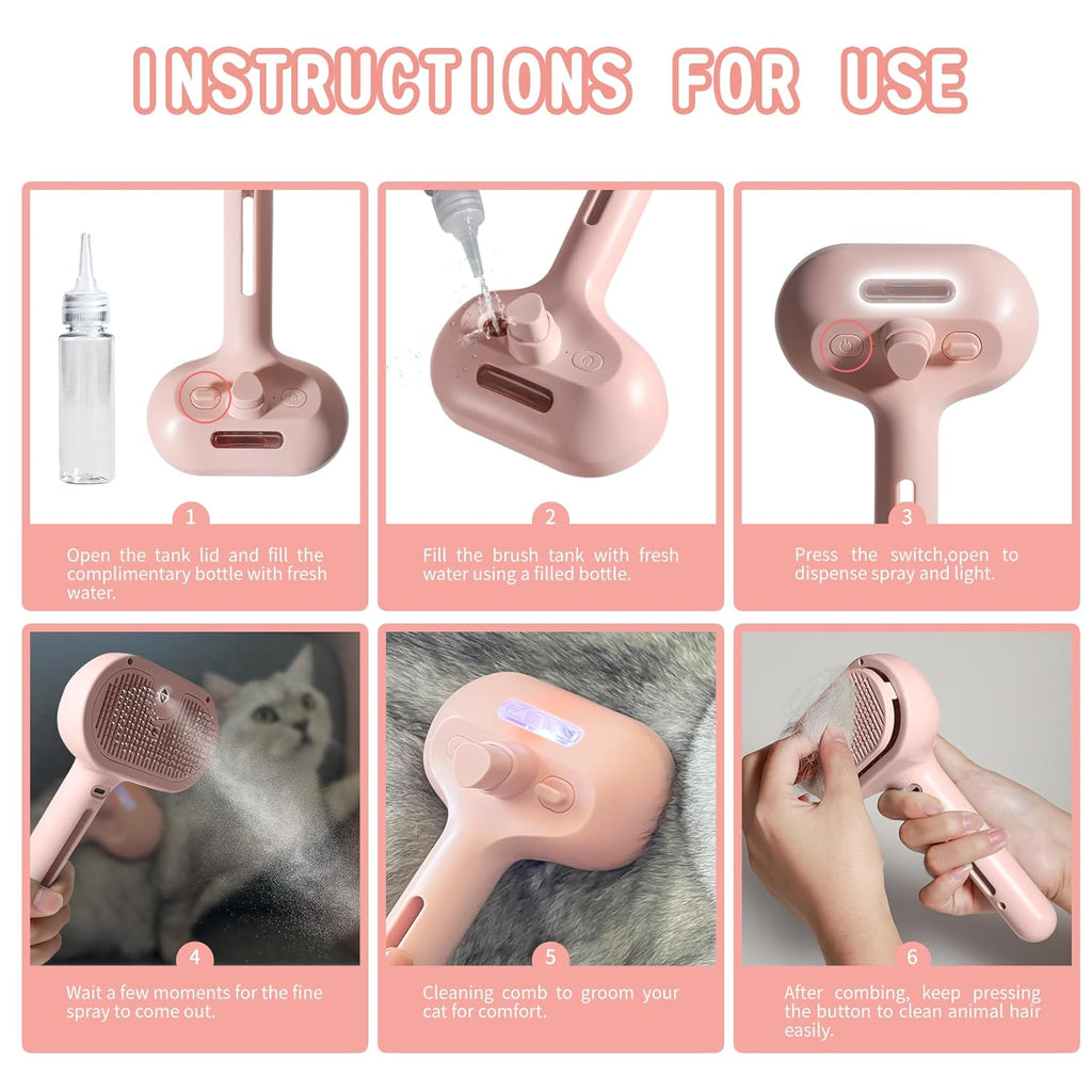 Spray Cat Brush For Shedding Water Brush For Cats And Dogs Pet Hair Removal Comb With Water 🇨🇳