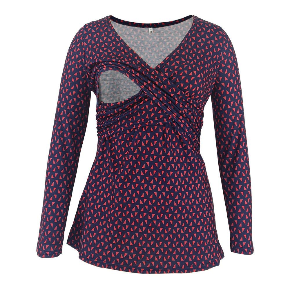 Deep V-neck print long sleeves 🇨🇳
