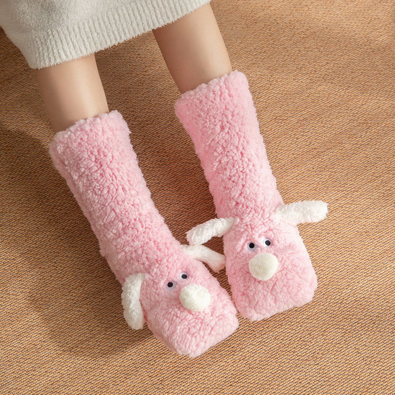 Cute Cartoon Dog Floor Socks Winter Warm Non-slip Plush Socks For Women 🇨🇳