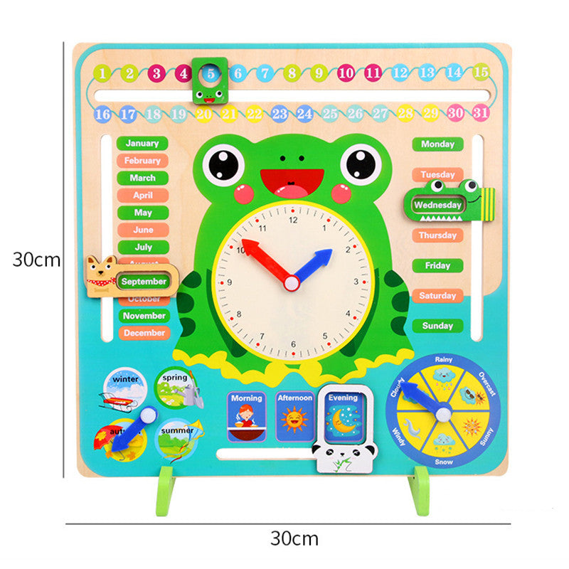 Montessori Wooden Toys Baby Weather Season Calendar Clock Time Cognition Preschool Educational Teaching Aids Toys For Children 🇨🇳