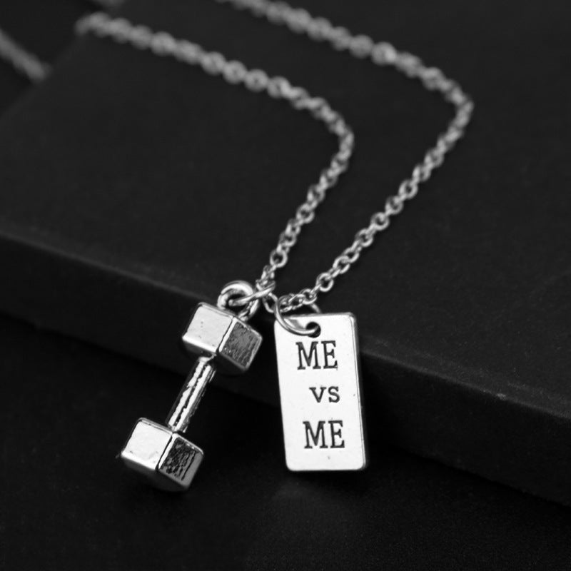 Fitness exercise weightlifting dumbbell necklace 🇨🇳