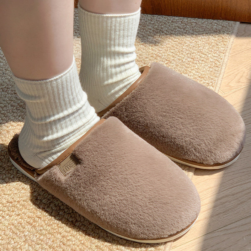 Winter Plush Slippers Warm Solid House Shoes Non-slip Bedroom Floor Home Slipper For Women Men 🇨🇳