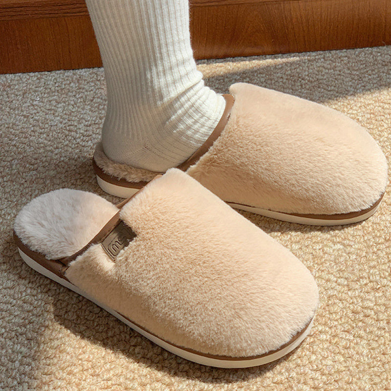 Winter Plush Slippers Warm Solid House Shoes Non-slip Bedroom Floor Home Slipper For Women Men 🇨🇳