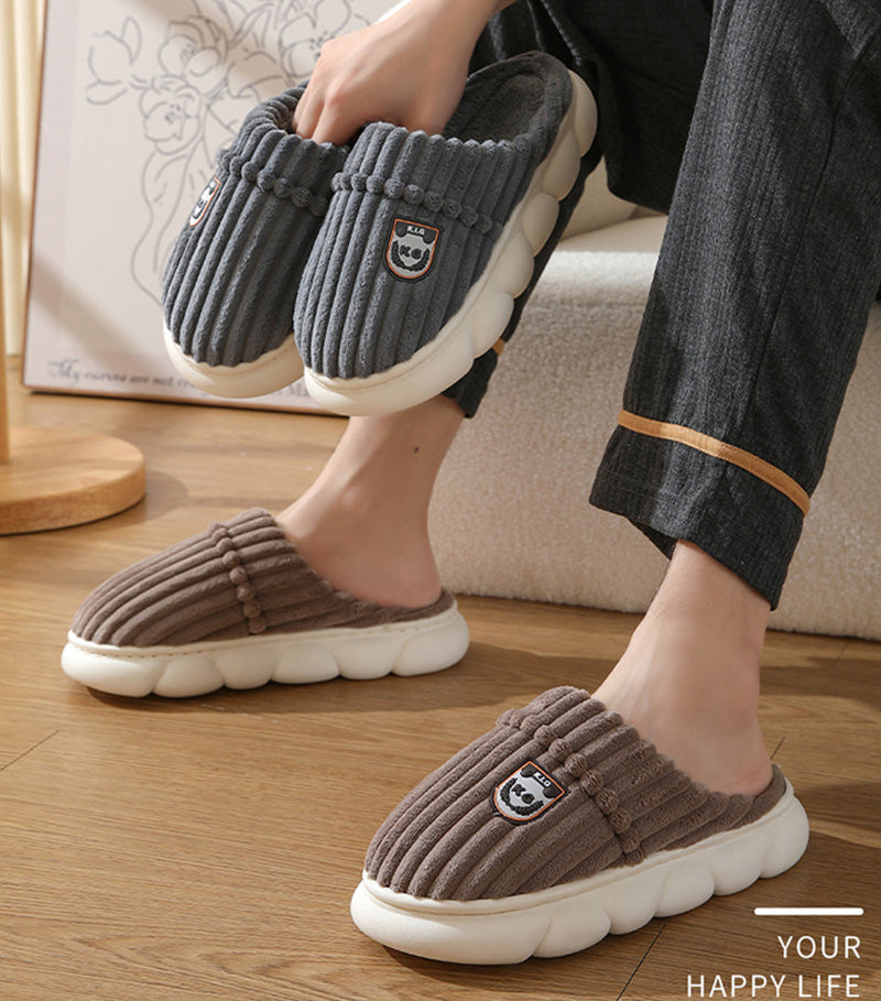 Winter Corduroy Slippers Home Bedroom Floor Plush Shoes Fashion Solid Color Non-slip Slippers For Women Men 🇨🇳