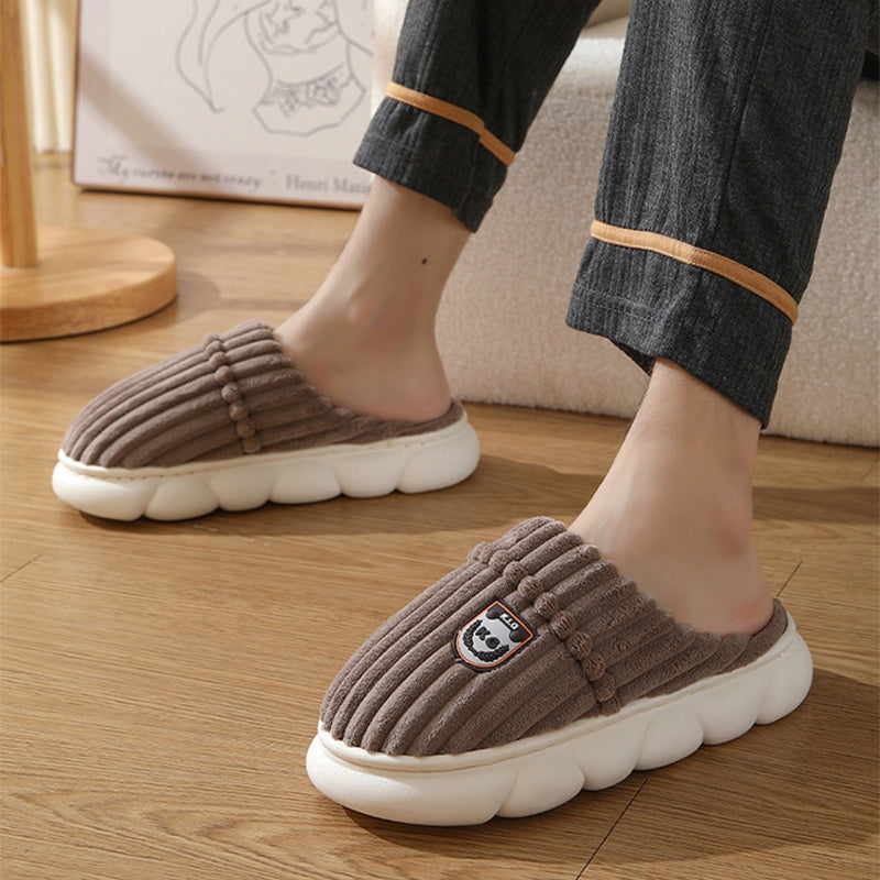 Winter Corduroy Slippers Home Bedroom Floor Plush Shoes Fashion Solid Color Non-slip Slippers For Women Men 🇨🇳