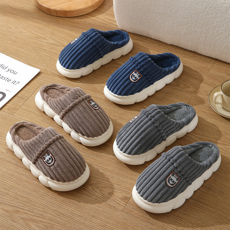 Winter Corduroy Slippers Home Bedroom Floor Plush Shoes Fashion Solid Color Non-slip Slippers For Women Men 🇨🇳