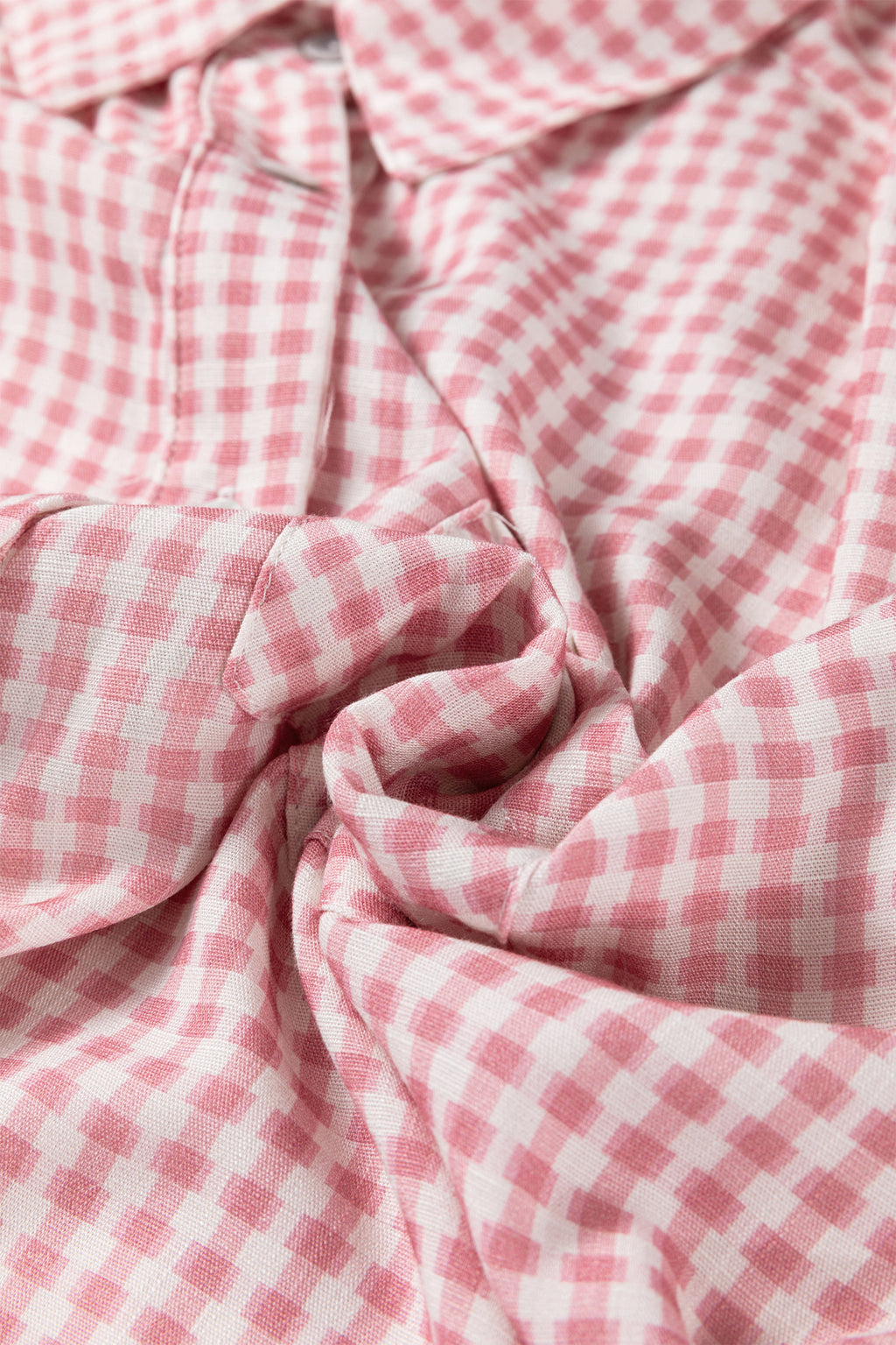 Pink Plaid Half Sleeve Ruffle Hem Button Down Shirt 🇺🇸