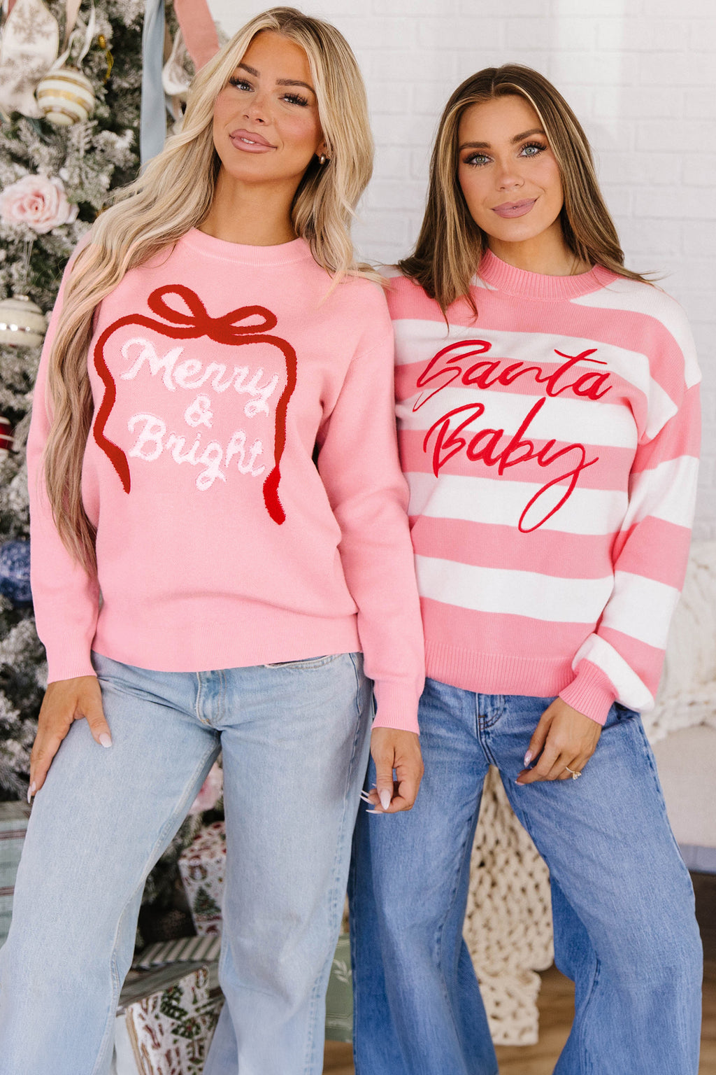 Gossamer Pink Drop Shoulder Round Neck Towel Embroidery Slogan Pullover Sweater 🇺🇸