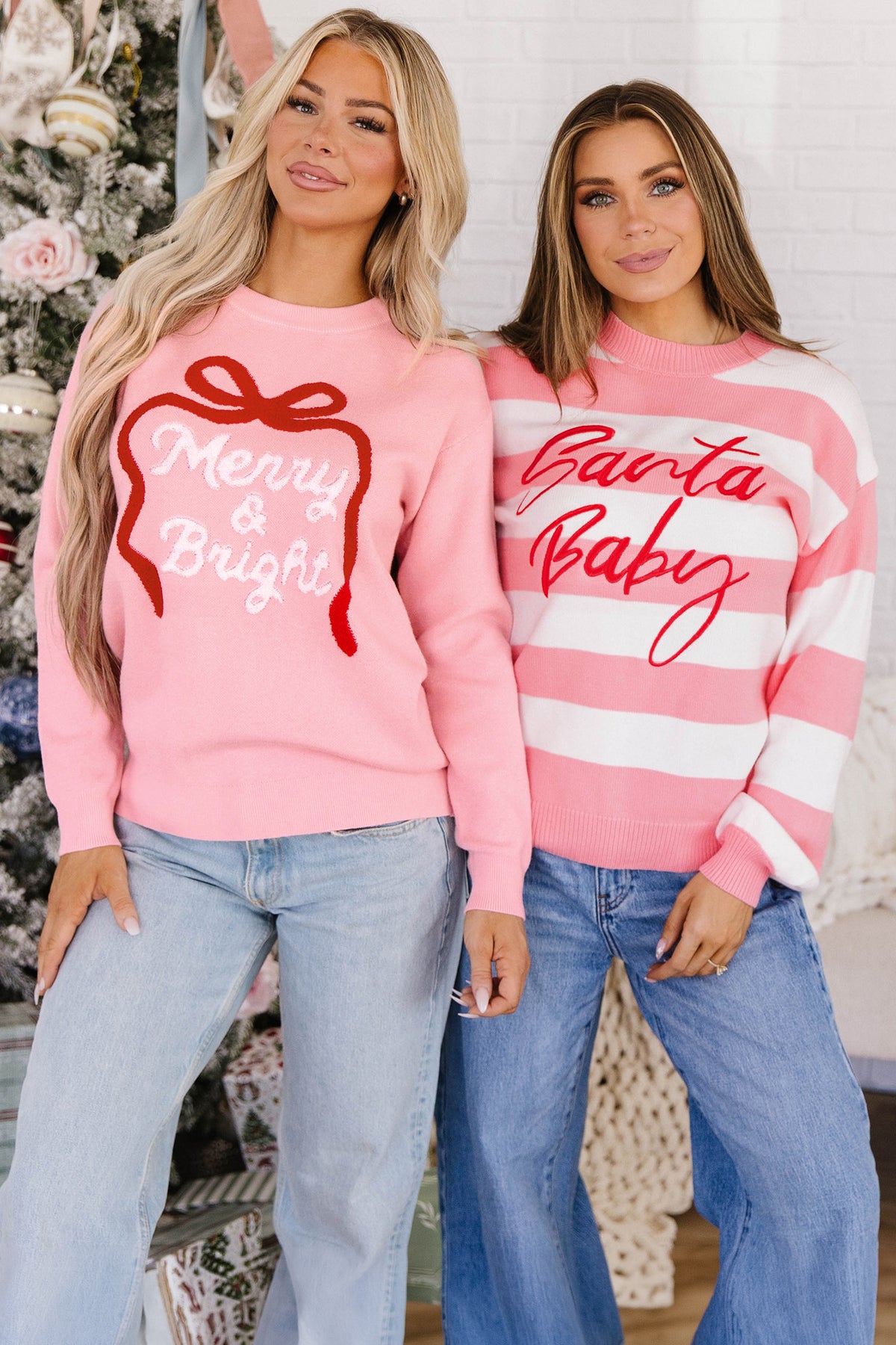 Gossamer Pink Drop Shoulder Round Neck Towel Embroidery Slogan Pullover Sweater 🇺🇸