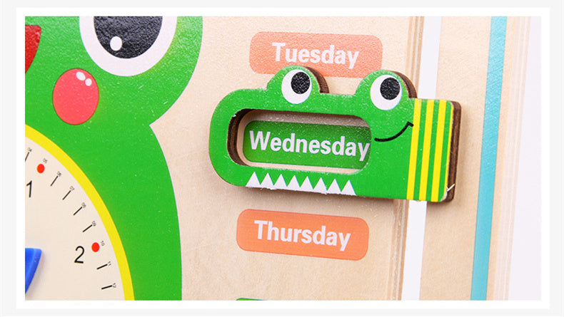 Montessori Wooden Toys Baby Weather Season Calendar Clock Time Cognition Preschool Educational Teaching Aids Toys For Children 🇨🇳
