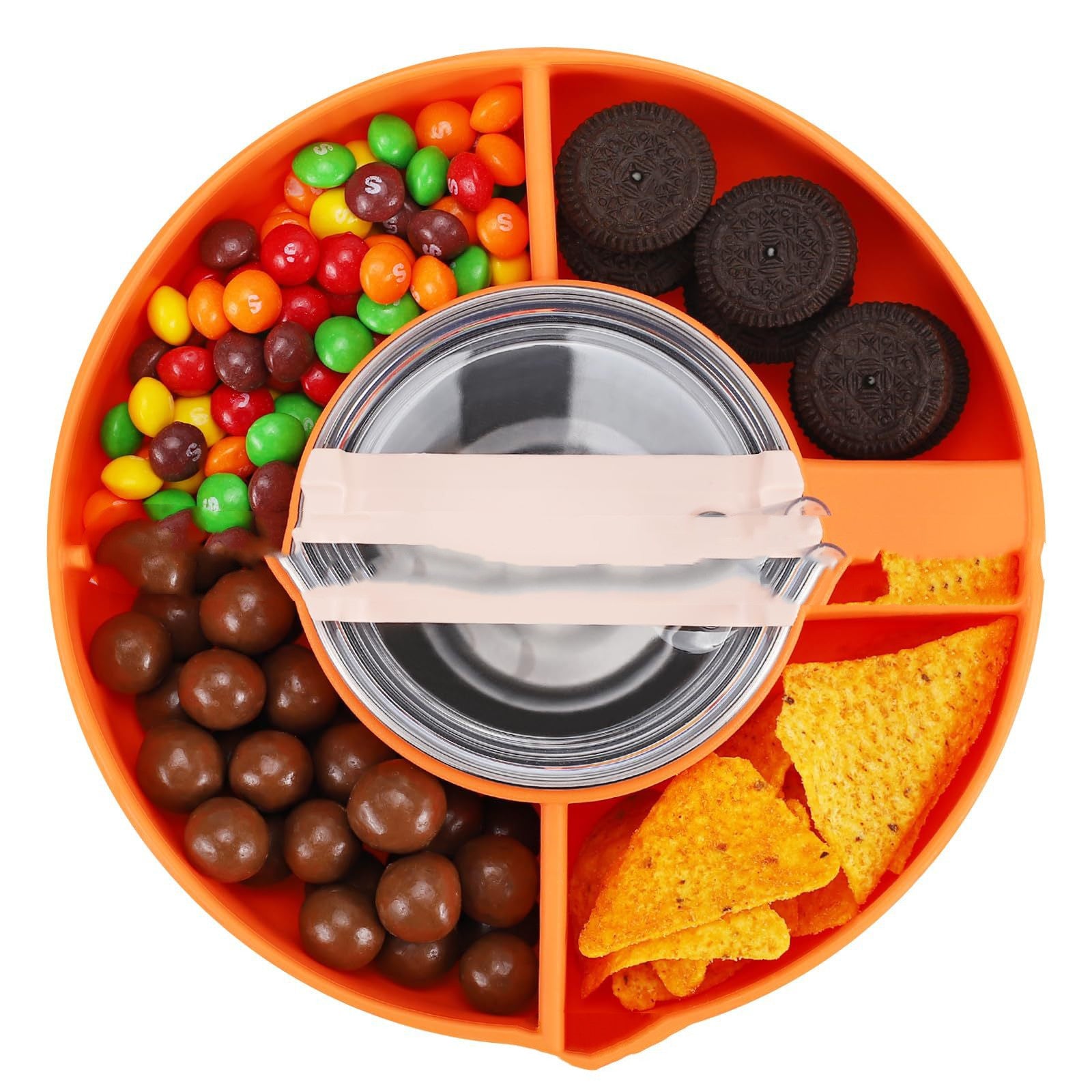 Silicone Snack For Cup 40 Oz Reusable Snack Container 4 Compartment Snack Platters Cup Snack Bowl Cup Holder Food Tray 🇨🇳