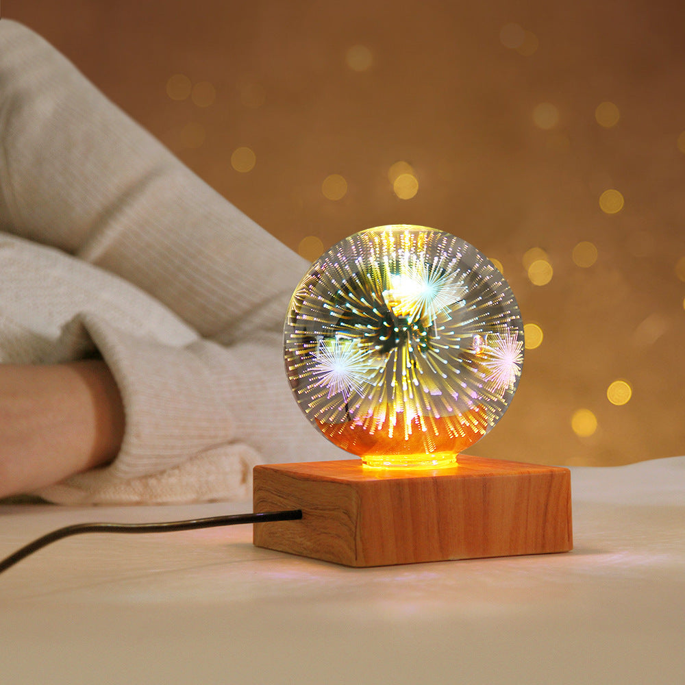 USB 3D Firework Crystals Ball Night Light  Plug In Romantic Star LED Night Light Christmas Lights Christmas Home Decorations 🇨🇳