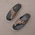 Thick Sole Leopard Print Toe Loop Woven Sandals 🇨🇳